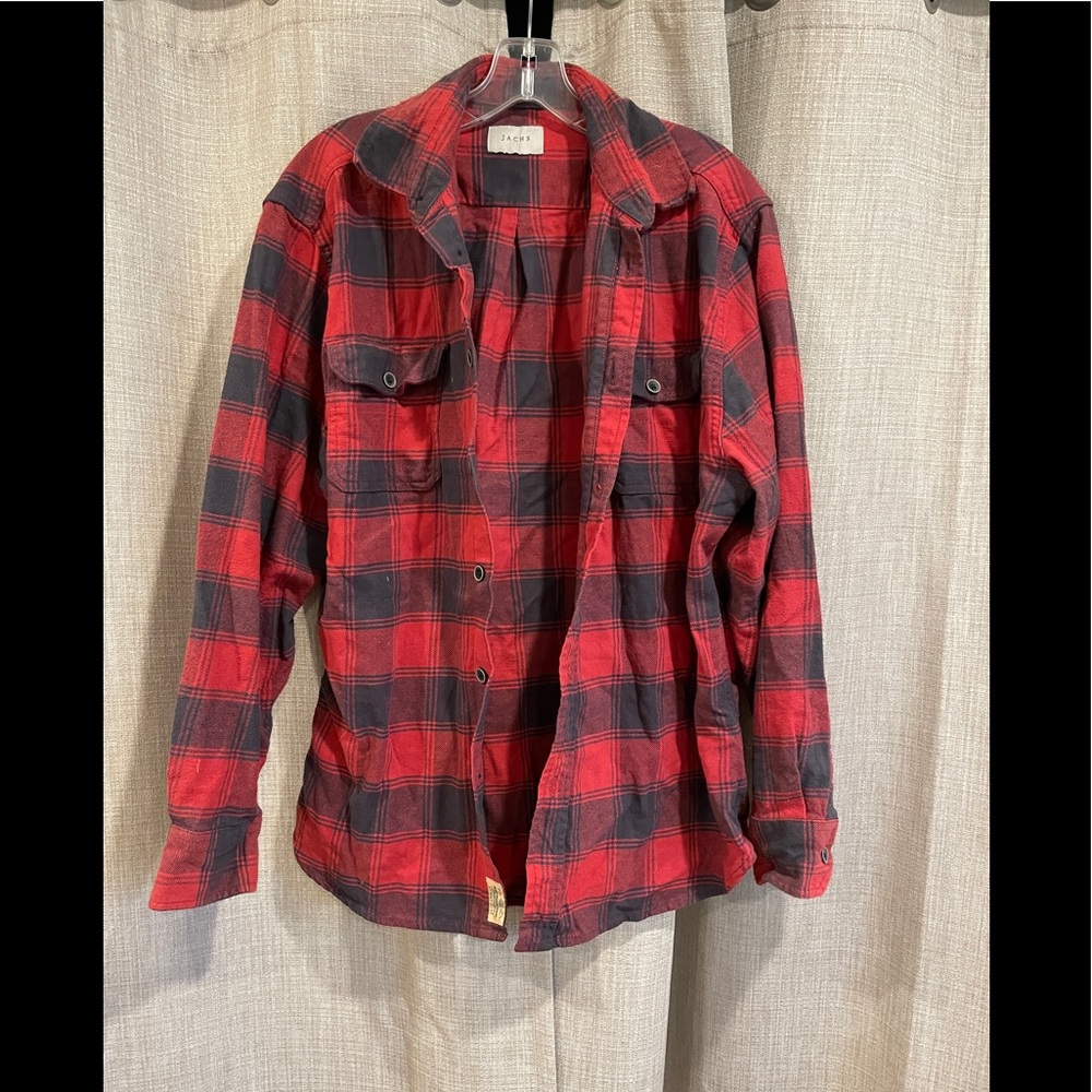 Black and red plaid button-down flannel!